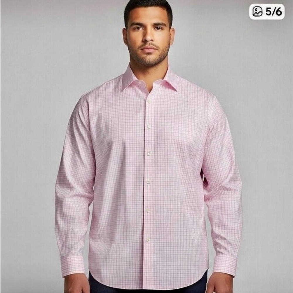 BROOKS BROTHERS Men’s Non-Iron Pink White Gingham Check Button-Down Shirt - Picture 1 of 7